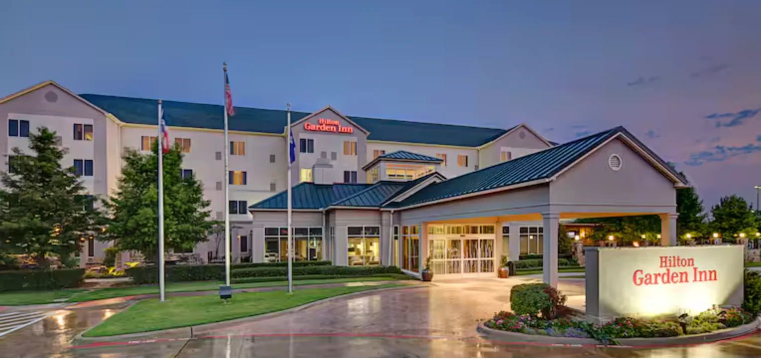 The Hilton Garden Inn DFW Airport South at dusk