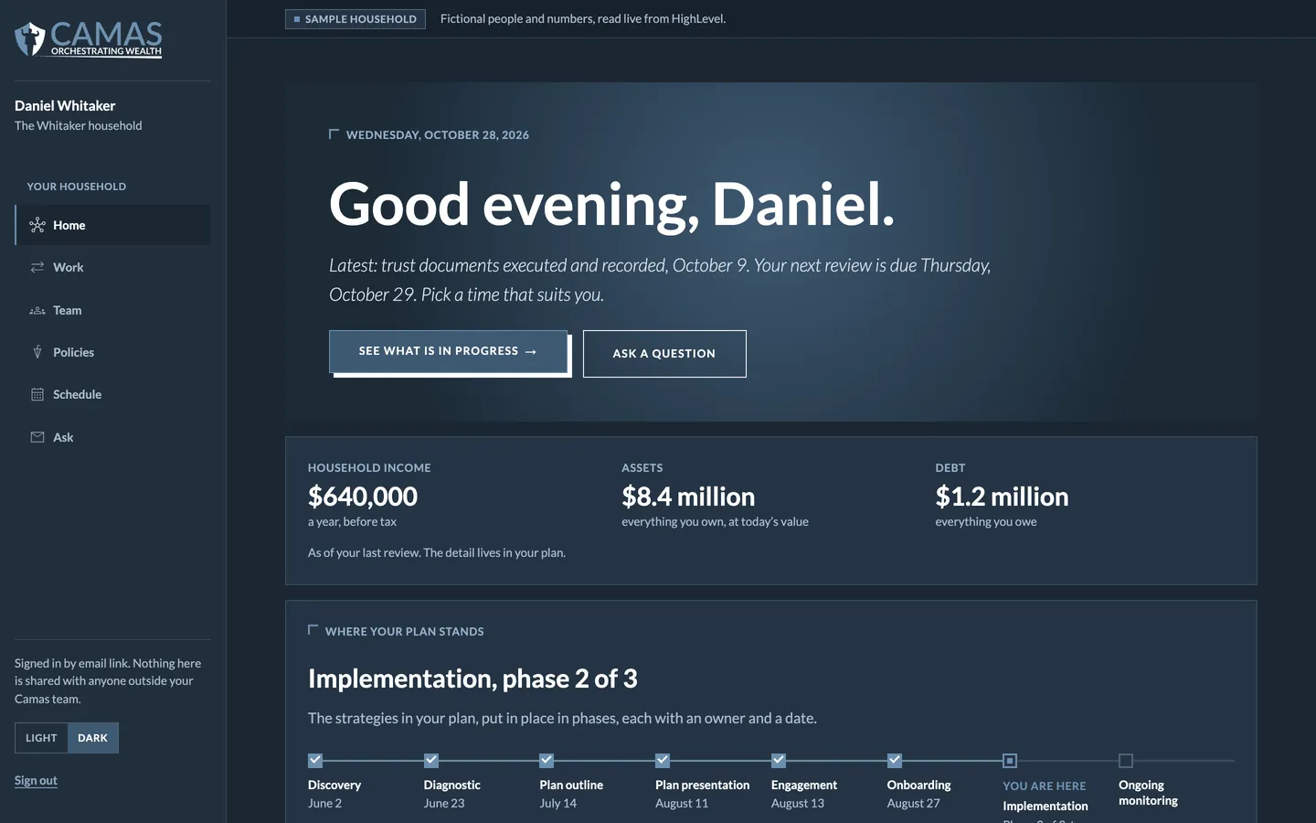 Client view: A home screen for every household