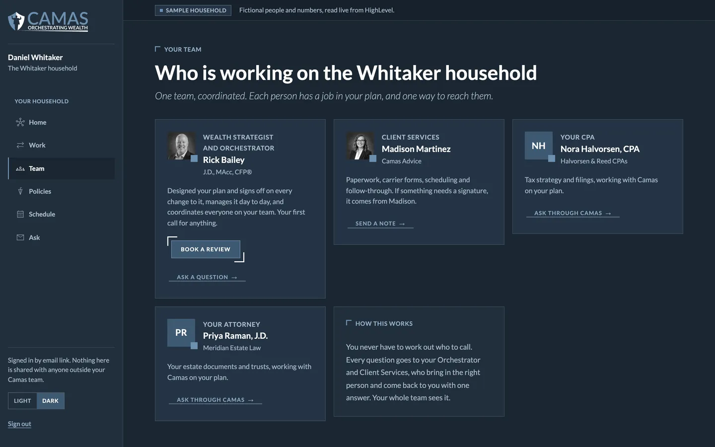 Client view: One team, by name